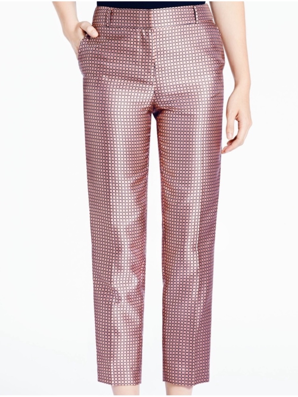 Kate Spade Lewitt Margaux Rose Gold Satin Tapered Ankle Pants
